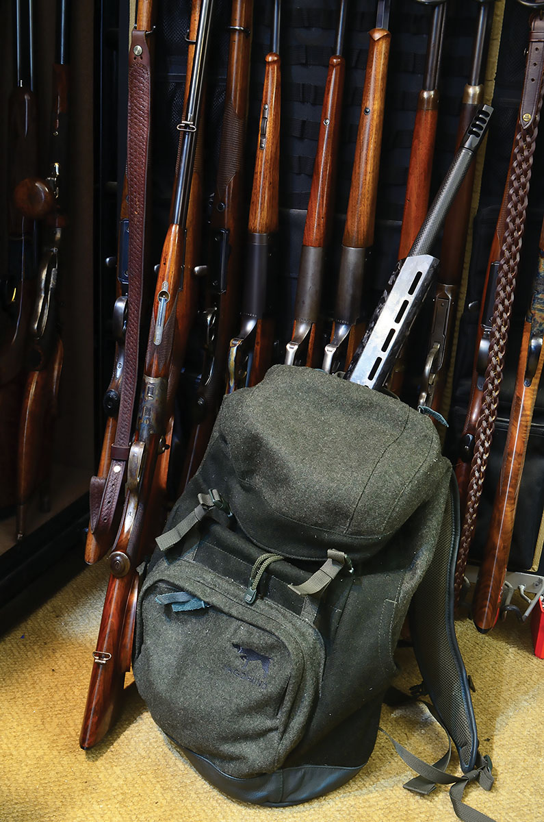 With its stock folded, the Model 14 fits comfortably in an Alpine-style backpack designed for the purpose.